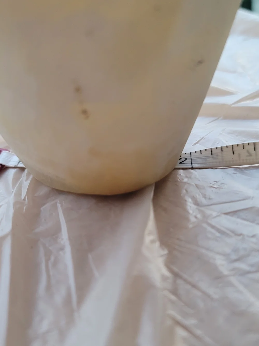 Hand Carved Stone/Alabaster Cream Low Urn Form Vase. Heavy